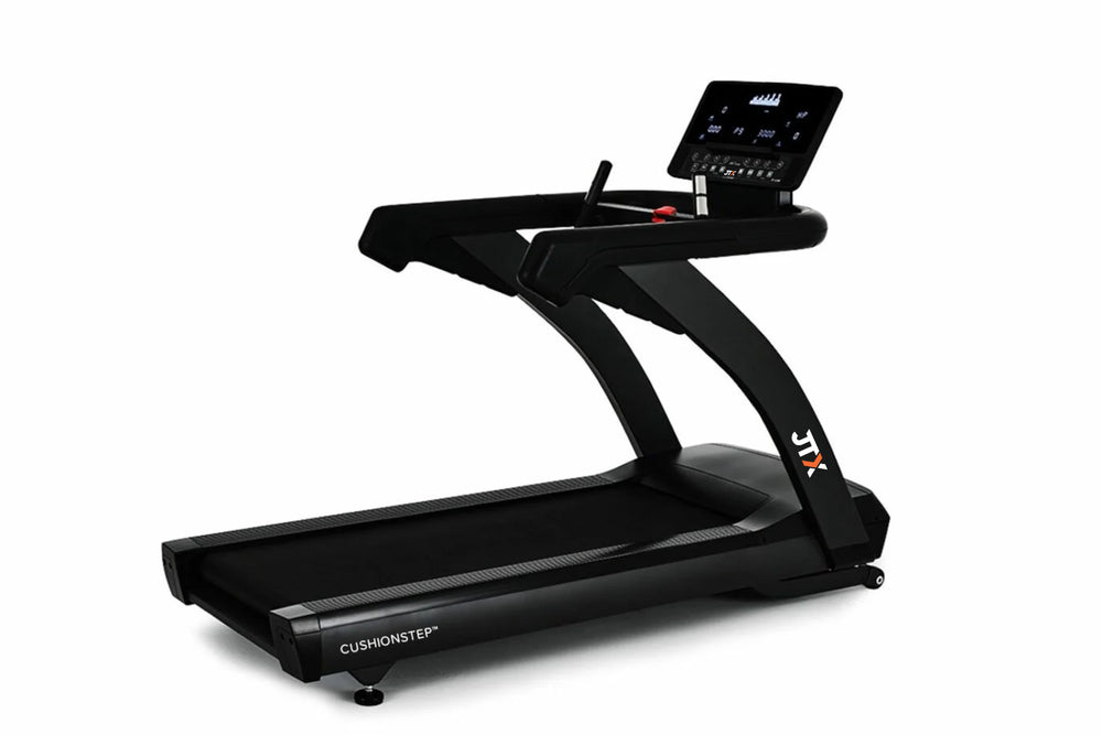 Black JTX Club Pro treadmill on a white background.