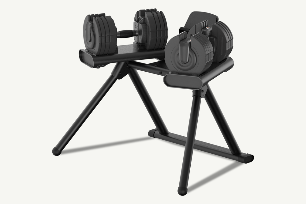 JTX 22.5kg Adjustable Dumbbells On Stand On a White Background