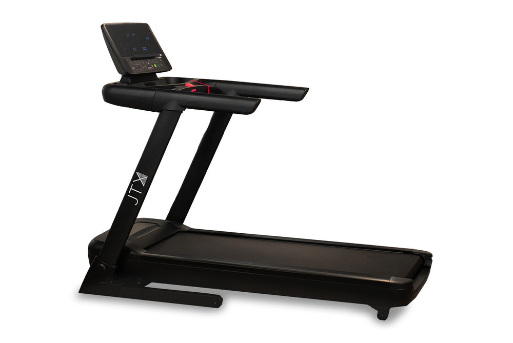 Black JTX Sprint-8 treadmill on a white background.