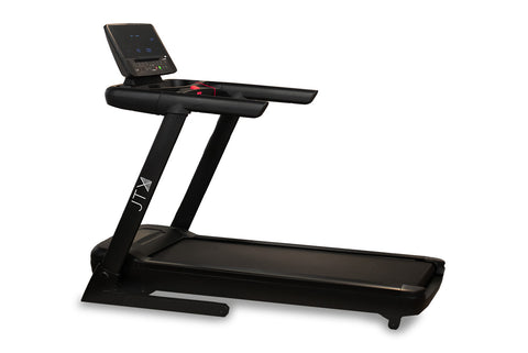 Black JTX Sprint-8 treadmill on a white background.