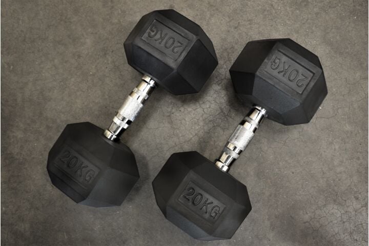 20Kg Dumbbells, Hex + Rubber, From JTX Fitness