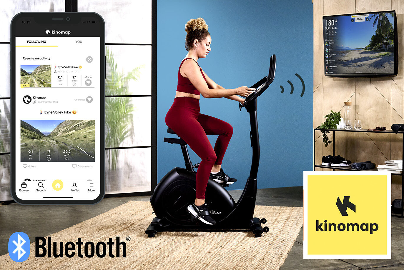 Upright Exercise Bike With Kinomap Interactive Workout Apps