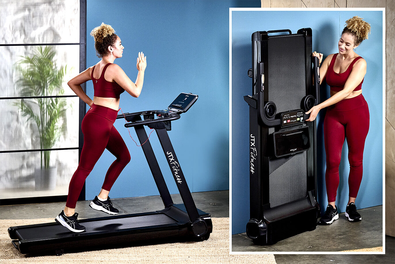 Flat folding treadmill with incline and Zwift connectivity 