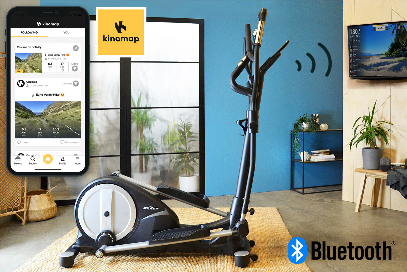 Incline Home Cross Trainer With Workout Apps and Long Stride